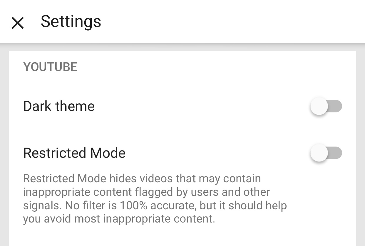 Youtube Dark Theme ios turn off